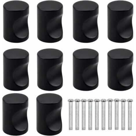 10PCS Noir Poignée de Porte de Tiroir, Bouton de Meuble, Boutons de Tiroir à Trou Rond Unique, Boutons de Porte Modernes, Poignées de Meubles pour Placard Armoire Cuisine, Chambre d'Enfants-LIAIKI (1/5)