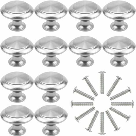 12PCS Argent Tiroir de Porte Poignée, 30mm Bouton de Meubles, Unique Trou Rond Boutons de Tiroir, Boutons de Porte, Poignées de Meuble pour Placard Armoire Cuisine, Chambre d'enfant-LIAIKI (1/5)