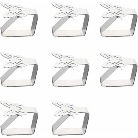 8 Support de Pince de Clip de Accroche Nappe en Acier Inoxydable Papillon Couverture de Table Clip Support de Nappe l'épaisseur de la Table ne Dépasse Pas 3 cm Utilisé (6.25cm)-LIAIKI (1/4)