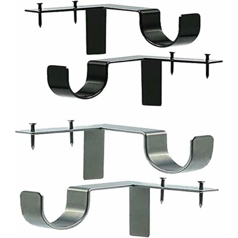 4 PCS Support Tringle Rideaux Sans Percage,Support Mural Réglable pour Tringle à Rideau Fixations Barre à Rideaux Accessoire Argent Noir en Métal Maison Chambre Bureau-LIAIKI (1/5)