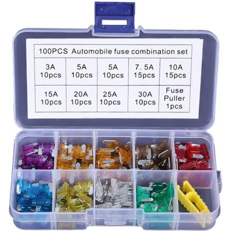 100 PCS 12V-32V Basse Profil Fusibles Mécaniques de Voiture pour Véhicule Auto Moto Bateau Camion, Assortiment Voiture Fusible à Lame Small, 3A -30A-LIAIKI