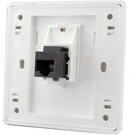 Femelle à femelle CAT6 Gigabit prise murale réseau double passage RJ45 LAN façade Internet prise de courant droite, 86x86mm (LAN x 1)-LIAIKI