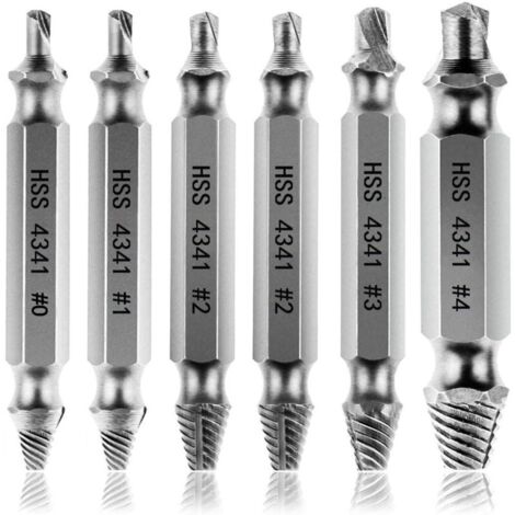 Extracteurs de vis endommagés [6 pièces], extracteur de vis, extracteur de boulon cassé en acier HSS 4341, dureté supérieure à 63 HRC-LIAIKI (1/5)