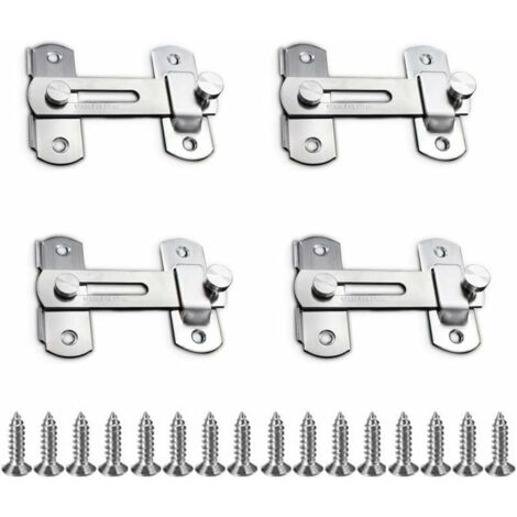 4 Pièces Loquet de Porte, Sécurité Loquet, Coulissant Moraillon, Verrouillage pour Porte en Acier Inoxydable pour Porte, Armoire, Tiroir-LIAIKI (1/5)