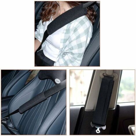 Lot De 2 Housses De Ceinture De Sécurité JDM Noir Coton - Épaulettes Coussin, Logo Brodé, Neuf