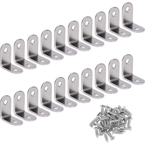 Angle Droit Support Inox 90 Degrés Support De Coin support d'angle en forme de L Fixation Équerre Livré Avec Vis Argent 20 Pièces 30 30 16mm-LIAIKI