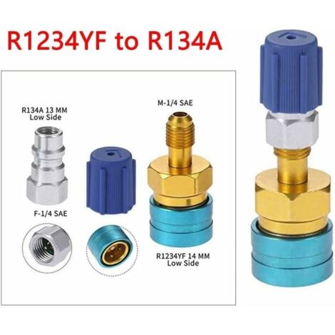 Qiilu Adaptateur Rapide R1234YF Vers R134A – Coupleur Bas De Pression Climatisation Voiture, Compatible Tuyaux R134A