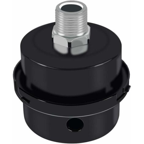 Silencieux de compresseur d'air, silencieux en métal du silencieux du filtre d'aspiration du silencieux, accessoires de silencieux de compresseur d'air avec filetage de 3/8" (3/8 de PT 16 mm)-LIAIKI (1/5)