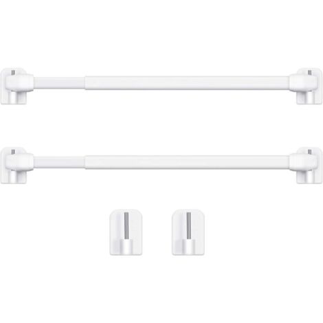 Tringle à Rideau en Plastique Réglable Tringle à Rideau Extensible pour Fenêtre Barres d'Armoire Tige de Tension Crochets de Tringle à Rideau Adhésive, 40-60cm (Blanc,2pcs)-LIAIKI (1/5)