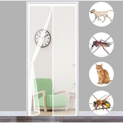 Moustiquaire Porte MagnéTique 120x210cm(47x83inch) Rideau Moustiquaire Rideau Anti Mouche Fermeture Automatique pour Porte d Entrée Intérieur/Patio/Coulissante, Blanc-LIAIKI (1/5)