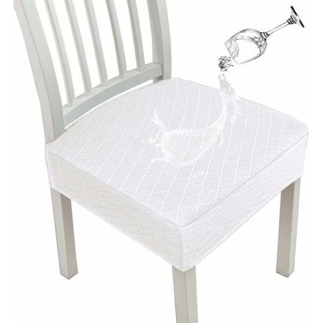 Housses de siège imperméables Diamond Lattice pour chaises de Salle à Manger,Housses de Chaise de Cuisine Extensibles pour Salle à Manger,Housses de Coussin de siège (Blanc,2 Pcs)-LIAIKI (1/5)