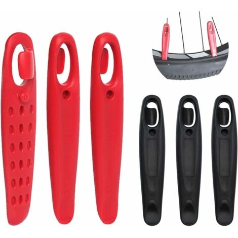 6 Pièces Démonte-Pneu Vélo Cyclisme, Levier de Pneus de Vélo Retrait, Demonte-pneus Plastique, Outil de Réparation de Vélo pour Enlever Les Pneus de Vélo (Rouge et Noir)-LIAIKI (1/5)