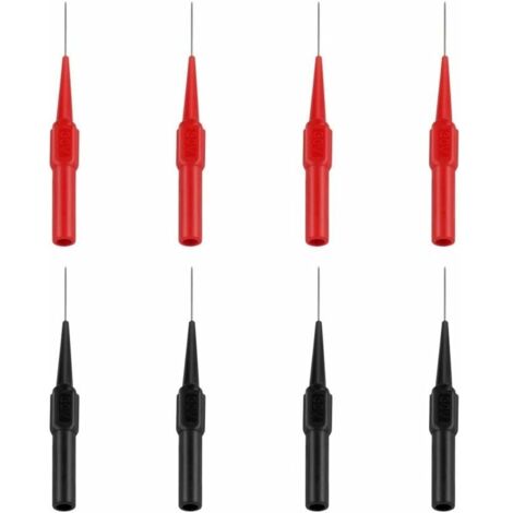 8PCS Sonde De Test, Cordons De Test Multimètre En Acier Inoxydable Sondes De Teste Câble Testeur Multifonction Pour Multimètres Laboratoires Électriciens(Rouge Et Noir)-LIAIKI (1/5)