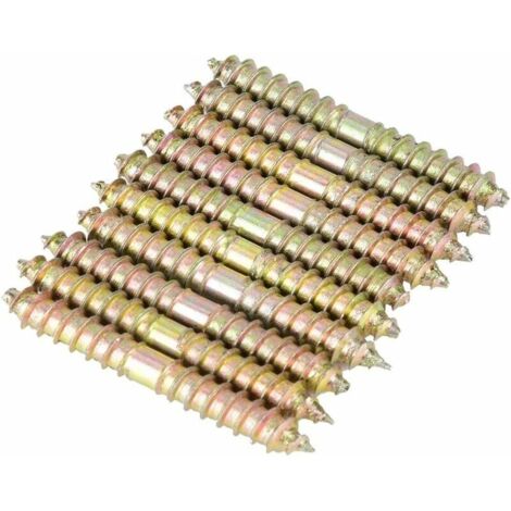 10pcs Vis à Tête Cylindrique à Double Terminé Goujon Vis de Filetage Autotaraudeuse Boulons Filetés À Bois Mobilier Connecteur Goujons Tiges 6 50mm-LIAIKI (1/5)