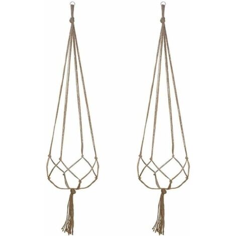 Lot de 2 Suspension Plante pour Pot de Fleurs Cache-Pots Suspension en Corde Suspension Plante Macramé Porte Décoration pour Interieur et Extérieur Suspendue Décoration Balcon Maison (90cm)-LIAIKI (1/5)