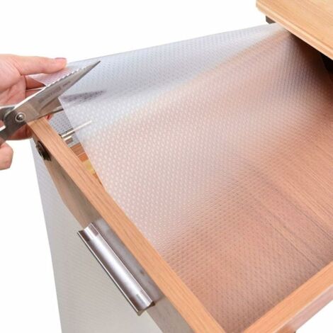 Tapis de tiroir, tapis de tiroir polyvalent tapis antidérapant, découpable, imperméable à l'eau, pour tiroirs et cuisine,chaussures,étagères,maison,bureau,150 x 45cm(blanc/transparent)-LIAIKI (1/5)