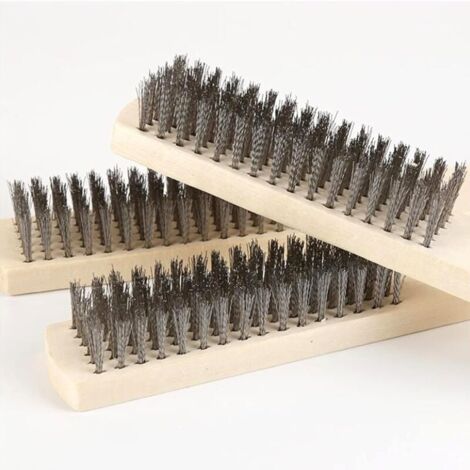Jeu de Brosses Métalliques 6 pièces Brosse Métallique avec Manche en Bois Brosses Métalliques pour Enlever Rouille Brosse à fil Manuel Longue Brosse Métallique avec Poils pour Soudure Contre Scorie (1/4)