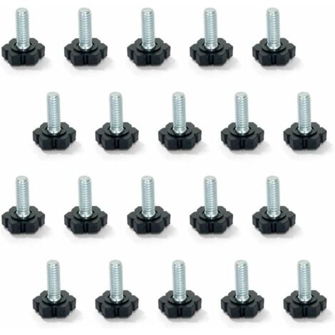 Pied de Nivellement pour Meubles, Filetage M6x30mm, Paquet de 20, Noir/Argent-LIAIKI