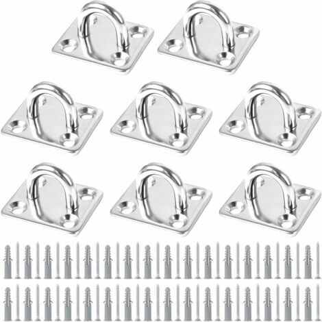 8 PCS Plaque Oeillet Acier Inoxydable, Plaque à Oeillet Fixation pour Voile d'Ombrage Plaque à Œillets en Acier Inoxydable pour Bateau Plafond Mural Balançoire Hamac Marine-LIAIKI