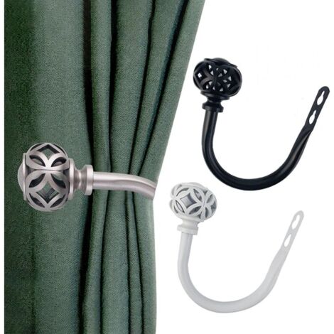 2 Embrasses Rideaux En Métal Doré Avec Boules De Cristal - Design En U, Fixation Murale Incluse - Longueur 15.2cm - Déco élégante