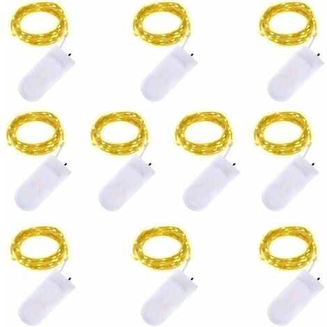LED Chaîne Lumières - 2m 20 LED Fonctionnant sur batterie Fil de cuivre Étanche Guirlandes lumineuses pour les vacances Mariage Fête Noël DIY Décorations, blanc chaud, paquet de 10-LIAIKI (1/5)