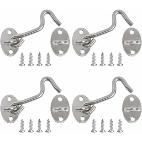 Crochet Fermeture Porte, 4PCS Crochet Cabine Verrous et Boulons pour Serrures Porte Loquet Portail Support Fenêtre pour Entretoise Silencieux Verrouillage Verrou Portail, 3 Pouce/Acier INOX-LIAIKI (1/5)
