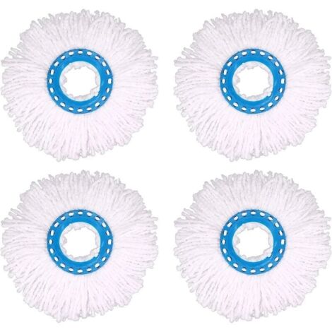 4Pcs Têtes Microfibre Balai, Tête de Vadrouille Rechange Rond Têtes Mop Rotation à 360 pour Nettoyage des Sols (Diamètre 16 cm)-LIAIKI