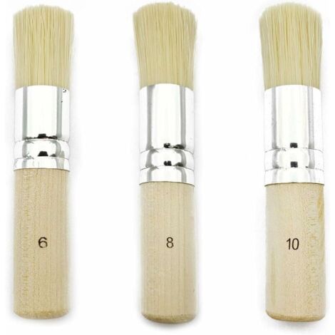 3 Pcs Pinceau en Bois Pinceau en Poils Pinceau À Pochoir Utilisation pour La Peinture À l'huile, L'Aquarelle, Le Projet De Pochoir, L'Épilation À La Cire, Etc. (13/17/20mm)-LIAIKI (1/5)