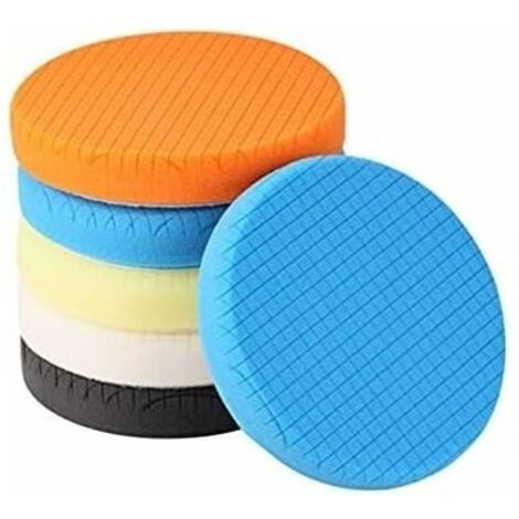 Tampon de polissage, 5 pièces 150 mm/6 pouces Kit de polissage d'éponge de polissage pour tampon de polissage de voiture/pour polissage à double action RO/DA-LIAIKI