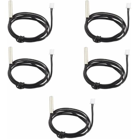 Lot de 5 sondes de capteur de température étanches NTC 10 K 1 % 3950 Thermistor, câble d'extension de 1 m, détecteur de température, jauge pour climatiseurs de voiture/réfrigérateurs-LIAIKI