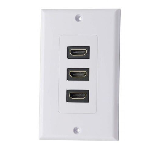 3 Port HDMI 2.0 Plaque murale Composant HDMI Composant Composite Audio Prise de montage murale, Support 4K 60Hz 1080P Parfait pour projecteur et cinéma maison blanc (3 HDMI)-LIAIKI (1/5)