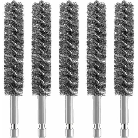 5pcs Brosse MéTallique de Brosse D'AléSage D'Acier Inoxydable pour la Brosse MéTallique de Nettoyage de Perceuse Brosse D'Acier Inoxydable avec la PoignéE de Tige Hexagonale-LIAIKI