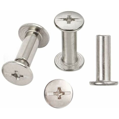 30 Sets Chicago Reliure Vis, reliure à vis de reliure nickelée 5 mm x 15 mm, ton argent-LIAIKI