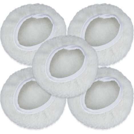 Lot de 5 Bonnet de Polissage, 125-150mm Kit Auto Disque Polissage Bonnet en Laine Tampons de Cirage pour la Plupart des Polisseurs de Voiture-LIAIKI (1/5)