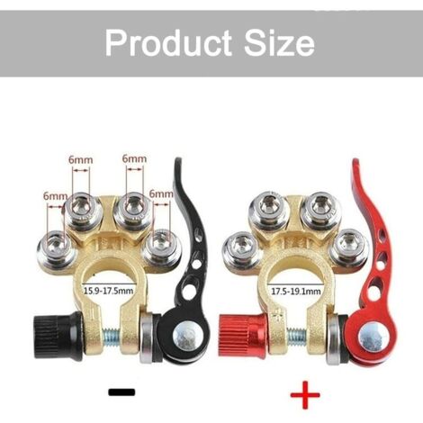 1 Paire Laiton Pinces De La Batterie Serrage Voiture Négatif Positif Pôle Connec - Foto 4