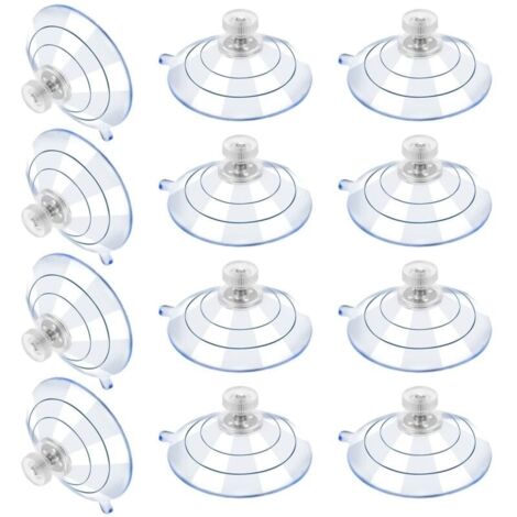 12 Grandes Ventouses Ventouses en Plastique Ventouse Anti-Collision Transparente en Caoutchouc Vis Écrou en Métal Ventouse Solide en PVC Transparent Remplacement avec Écrou de Vis (60M5-10)-LIAIKI (1/5)