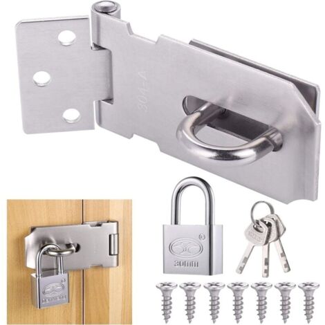 Loquet de Cadenas Agrafe avec Cadenas et Vis, Loquet Porte en Acier Inoxydable avec Clé, Cadenas Agrafe Lourds, Verrou Porte Etanche, Fermeture Porte pour Chambre à Coucher Patio Jardin (Weiß)-LIAIKI (1/5)