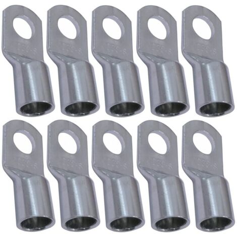 Lot de 10 Cosses Electriques à Oeillet Tubulaire - Oeil - Ø8mm - Non Isolées - pour Conducteur 35mm² - Connecteur de Fil Electrique - Serrage - Couleur Argent-LIAIKI