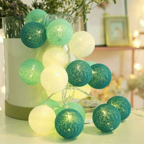 Guirlande Lumineuse Boule de Coton - Guirlande Lumineuse 3M 20 LED pour Rideaux de Chambre, Noël, Anniversaire, Halloween, Mariage, Chambre de Bébé, Décoration Romantique (Batterie)-LIAIKI (1/5)