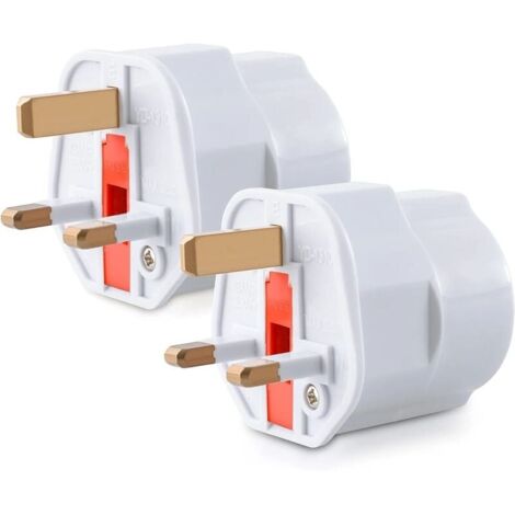 2X Adaptateur Prise Anglaise - Modèle Schuko Type G - Fiche France vers Royaume-Uni - Prise Compact pour Voyage - Compatible Plusieurs Pays-LIAIKI