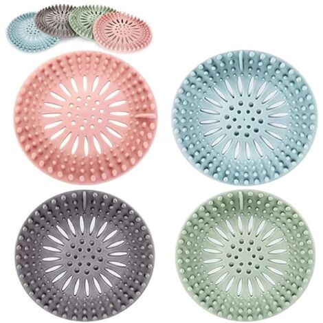 Lot de 4 passoires d'évier en silicone pour filtre à cheveux, filtre à cheveux, attrape-cheveux en 4 couleurs, costume pour salle de bain, baignoire et cuisine-LIAIKI (1/5)