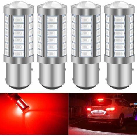 Rouge 1157 BAY15D P21/5W 5630 33SMD Voiture Ampoules LED Canbus 900LM Super Brillant Feu de Freinage Arrière Feux de Brouillard Position Feu Arrière Parking Feu 12-30V 3.6W(4 pièces)-LIAIKI (1/5)