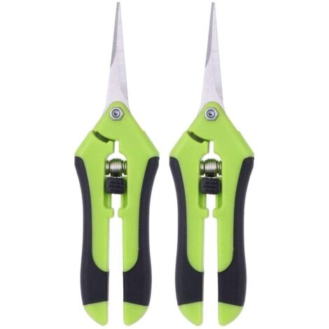 Lot de 2 ciseaux pour élaguer des ciseaux à élaguer manuel en acier inoxydable professionnel (Vert)-LIAIKI (1/5)
