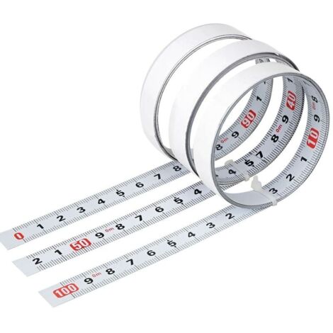 3 pièces Mètre à Ruban en Acier au Carbone Auto-adhésif, Règle Métrique Auto-adhésive, Règle en Acier à l'échelle Collante, Ruban à Mesurer Auto-adhésif Métrique, pour établis et Machines-LIAIKI
