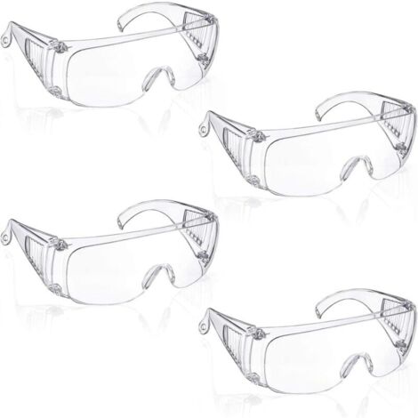 Xinlon 4 Paires Lunette Protection, Lunettes de Sécurité Transparentes, Lunettes de Protection la Sécurité en Laboratoire, Lunettes de Sécurité-LIAIKI (1/5)