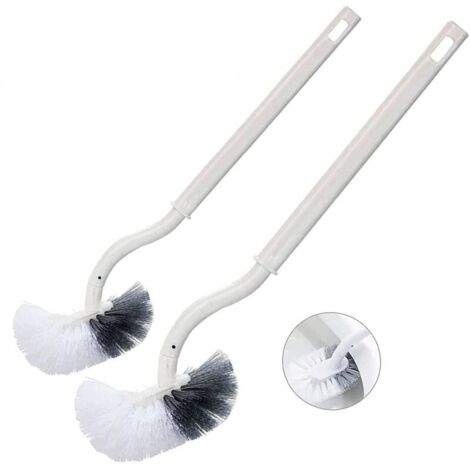 2PCS Brosse de Toilette Brosse WC Brosse de Toilettes à Manche Long Plastique, avec des Poils Solides pour Le Ménage des Toilettes, Nettoyage en Profondeur, Blanc-LIAIKI