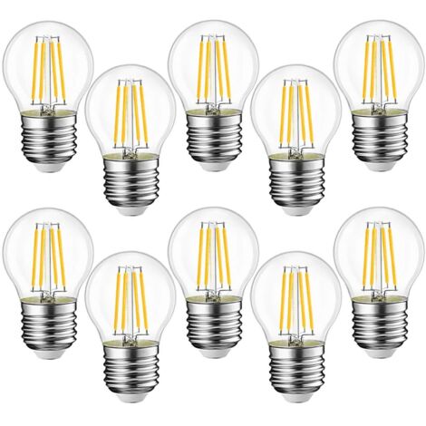 10 pièces E27 G45 ampoules LED 4W équivalent à 40W, ampoules LED rétro E27, clair chaud 3000K, verre, 10 pièces