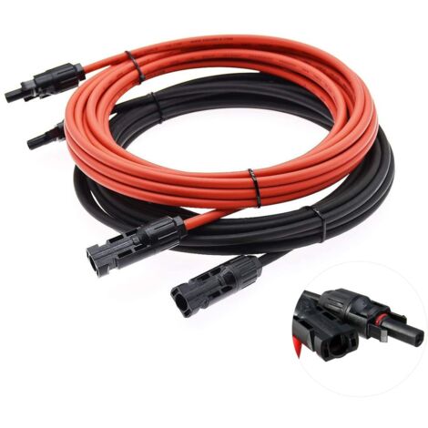 Câble de rallonge - Câble solaire - Rouge/noir - 4mm² - Avec connecteur solaire monté  ( 5 m)