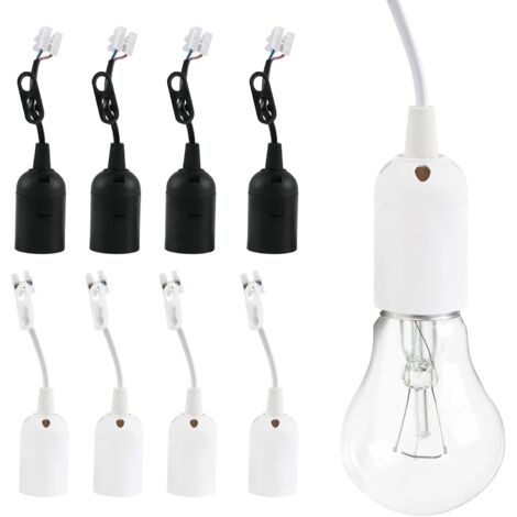 Douilles de Lampe E27, 8 Pcs Support Lampe Douille, Base DAmpoule en Plastique avec Câble, pour Les Cuisines de Bureaux, lÉclairage de Croissance Des Plantes et La Lumière DAquarium