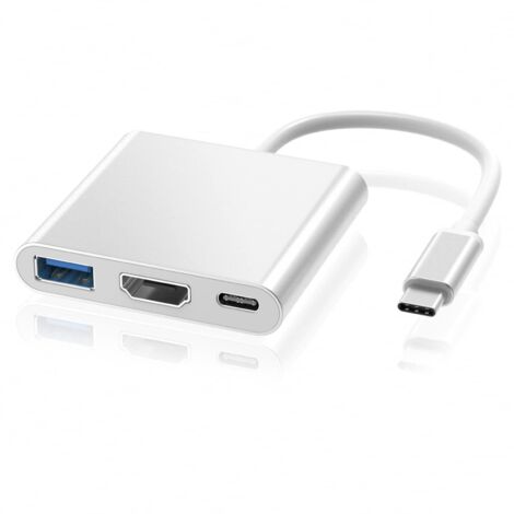 Adaptateur USB C vers HDMI 4K, Adaptateur Type C Hub vers HDMI Convertisseur avec Port USB 3.0 et Port de Charge C USB Compatible
